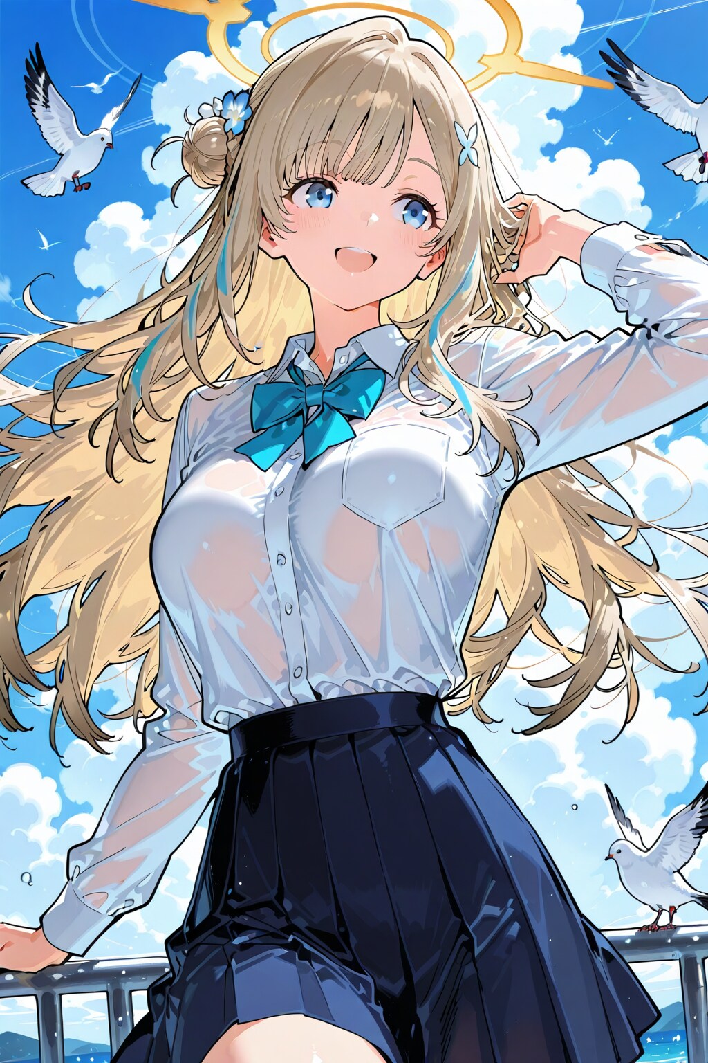 青い空白い鳥 | の人気AIイラスト・グラビア