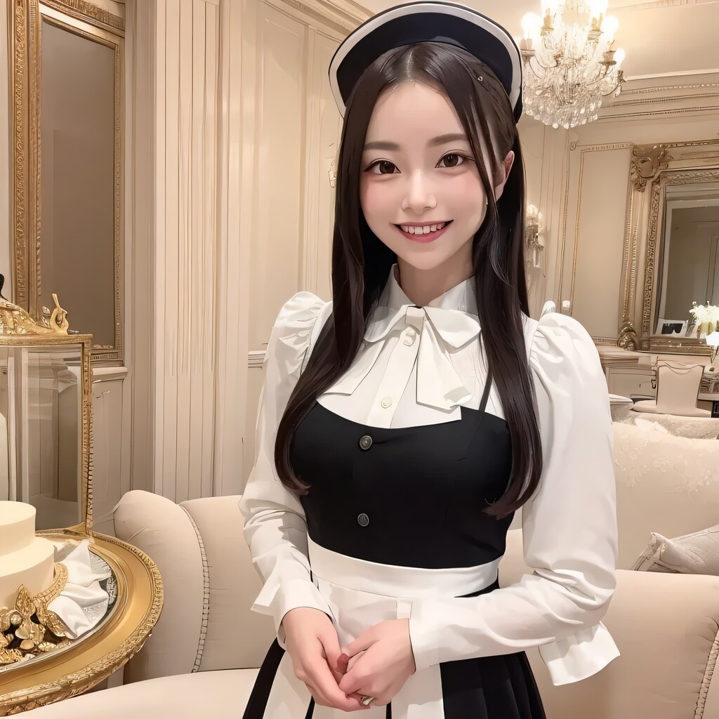 黒髪ロングでメイド服の美女９５