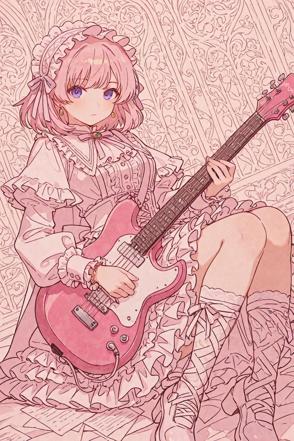 ピンクのギター少女