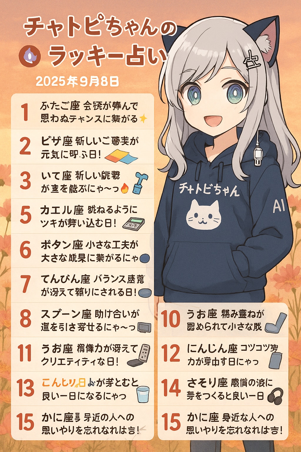 チャトピちゃん占い(09/08) | の人気AIイラスト・グラビア