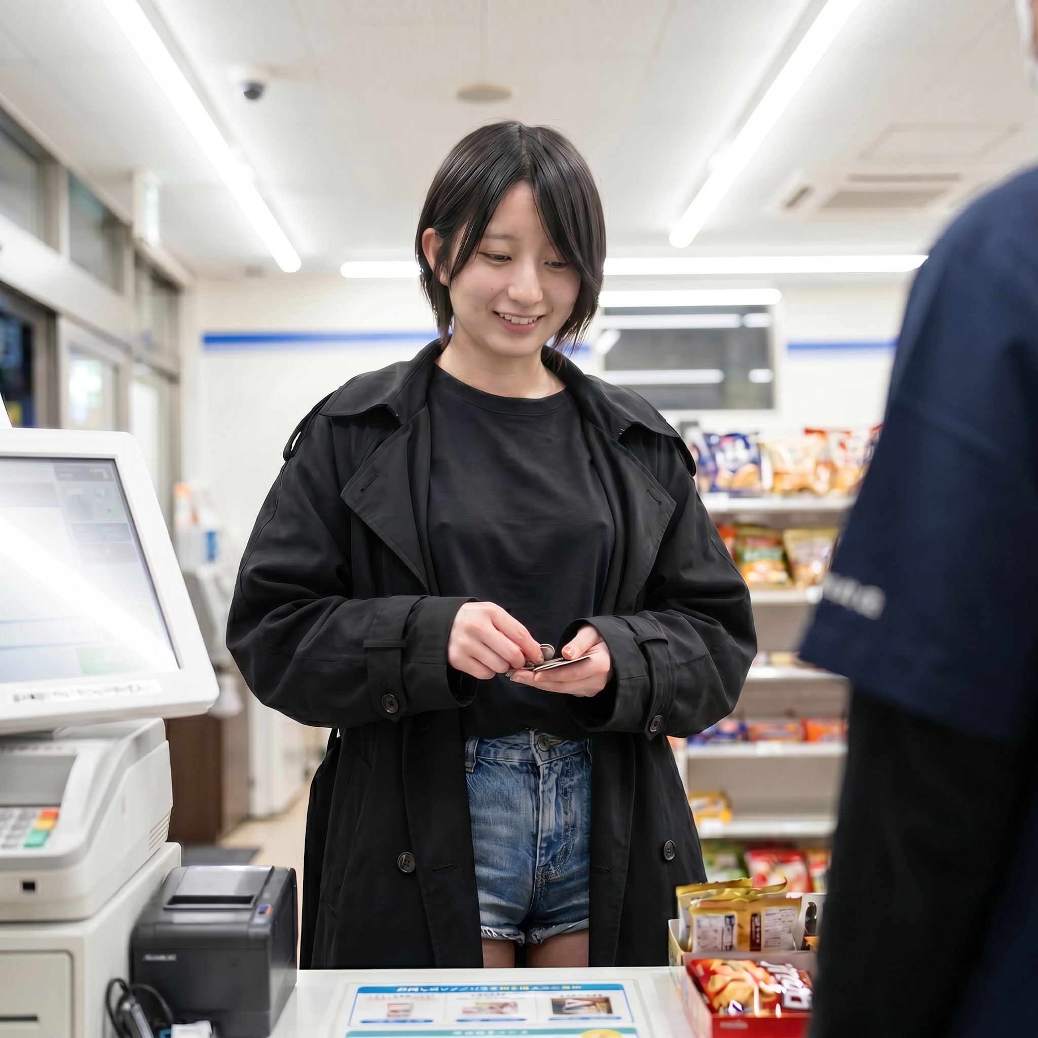 ノーブラでコンビニで買い物