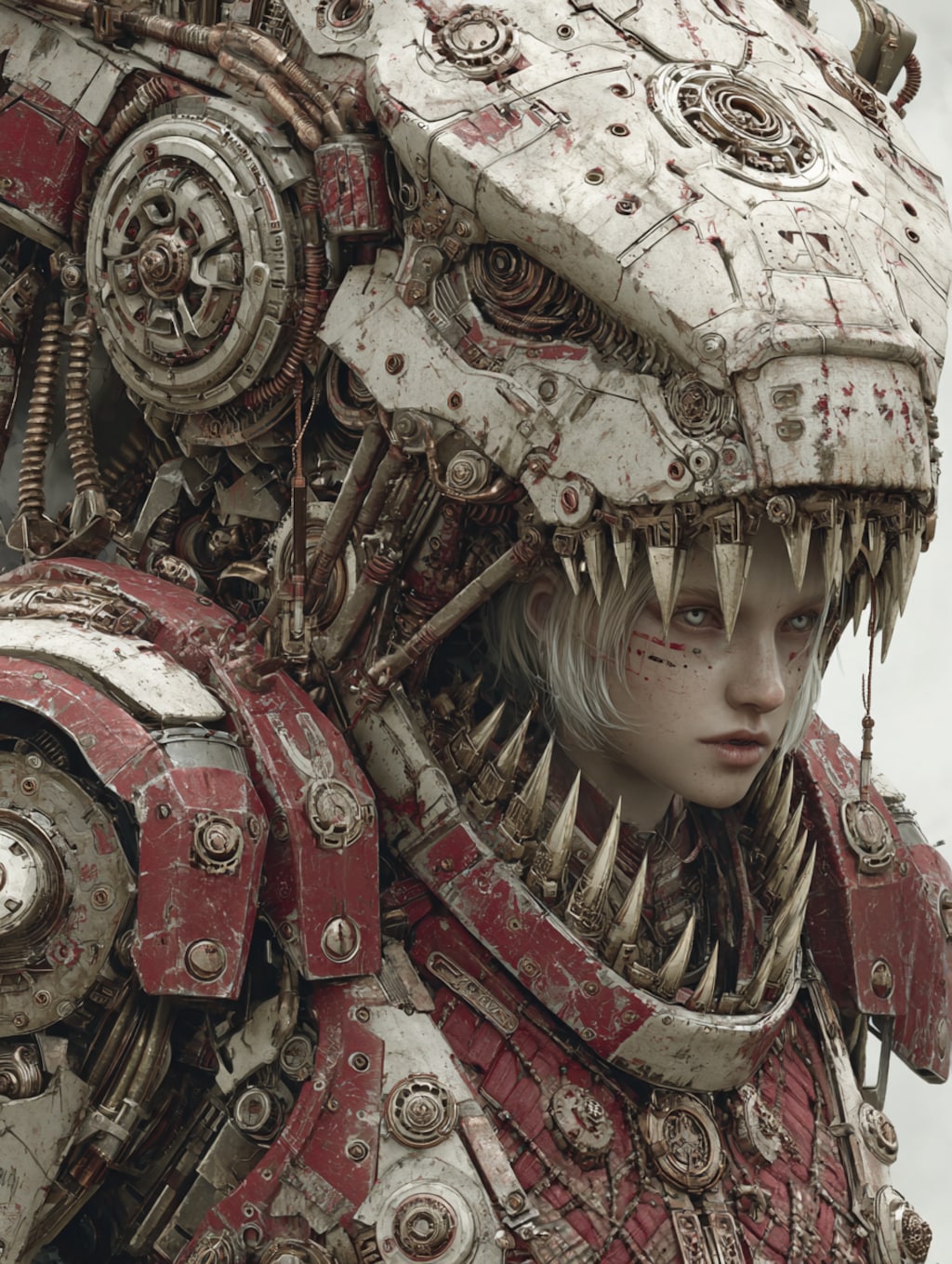 mechanical dinosaur & girl