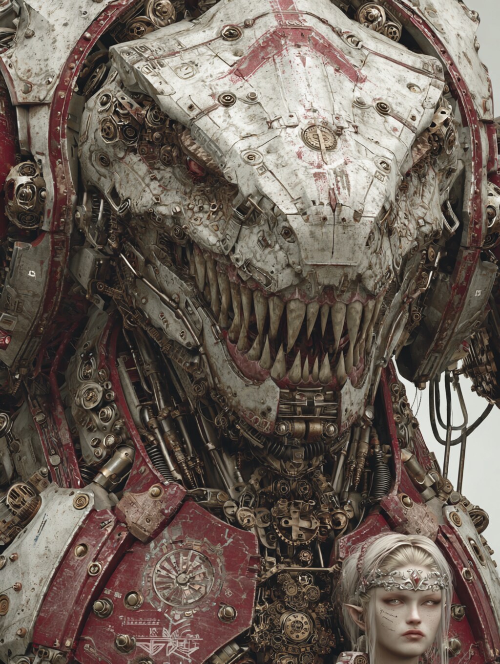 mechanical dinosaur & girl