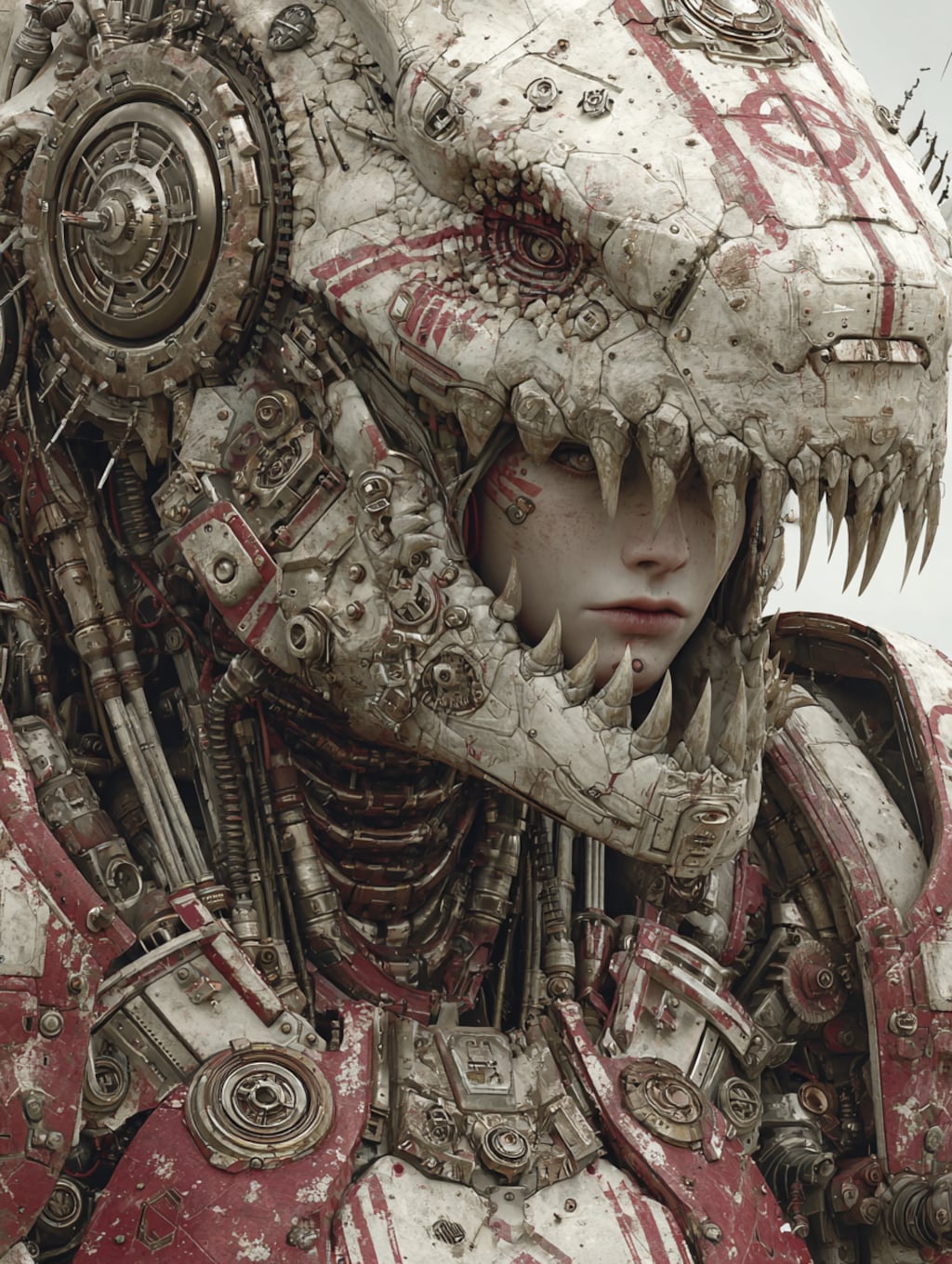 mechanical dinosaur & girl