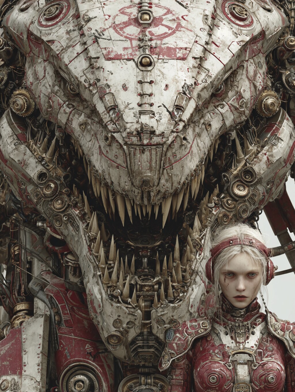 mechanical dinosaur & girl