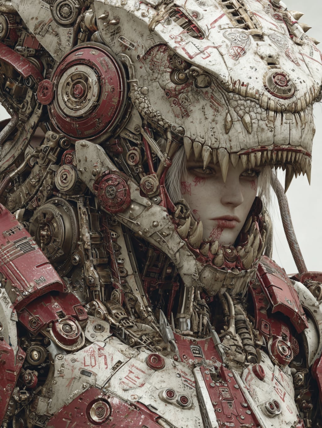 mechanical dinosaur & girl