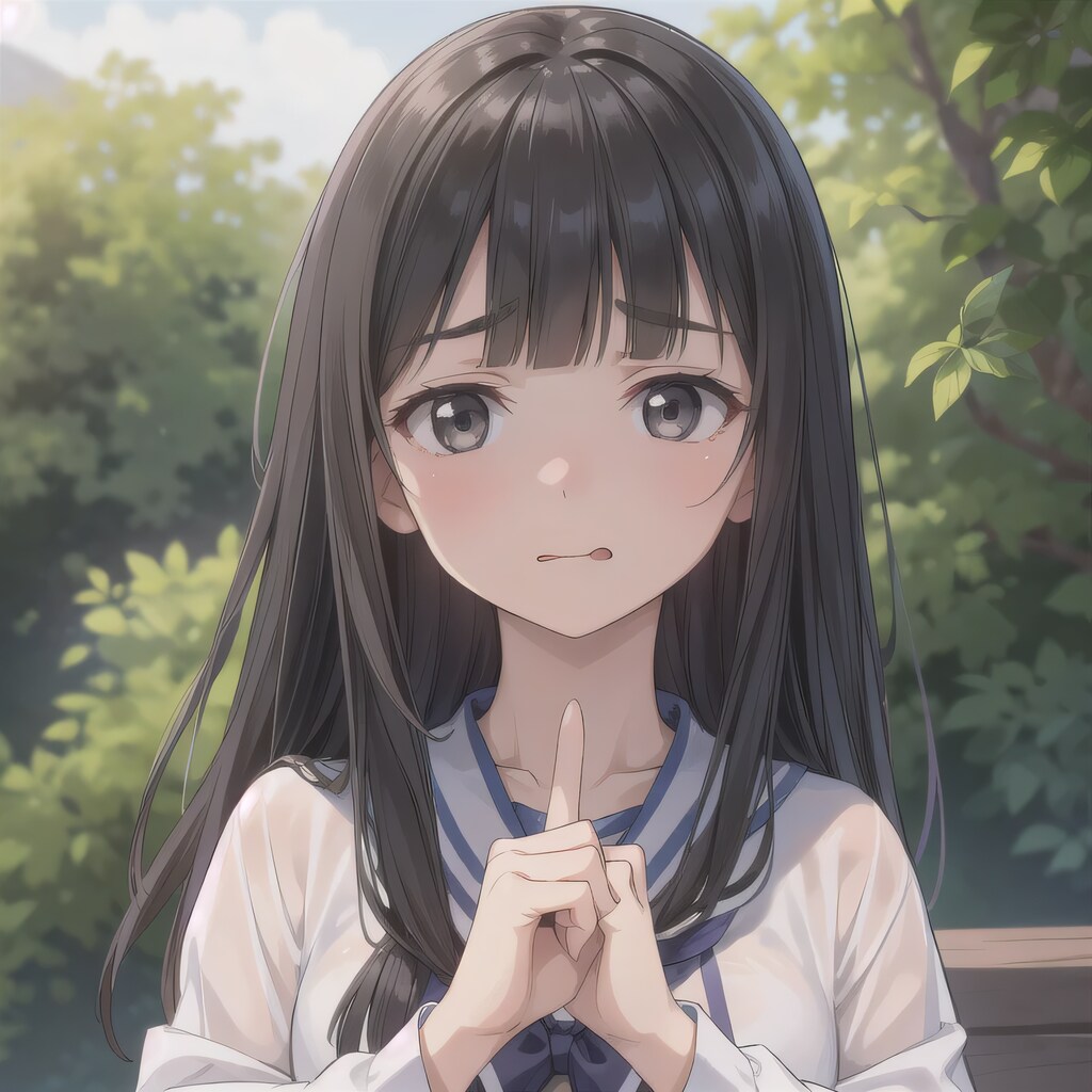 黒髪ロングでセーラー服の少女３８