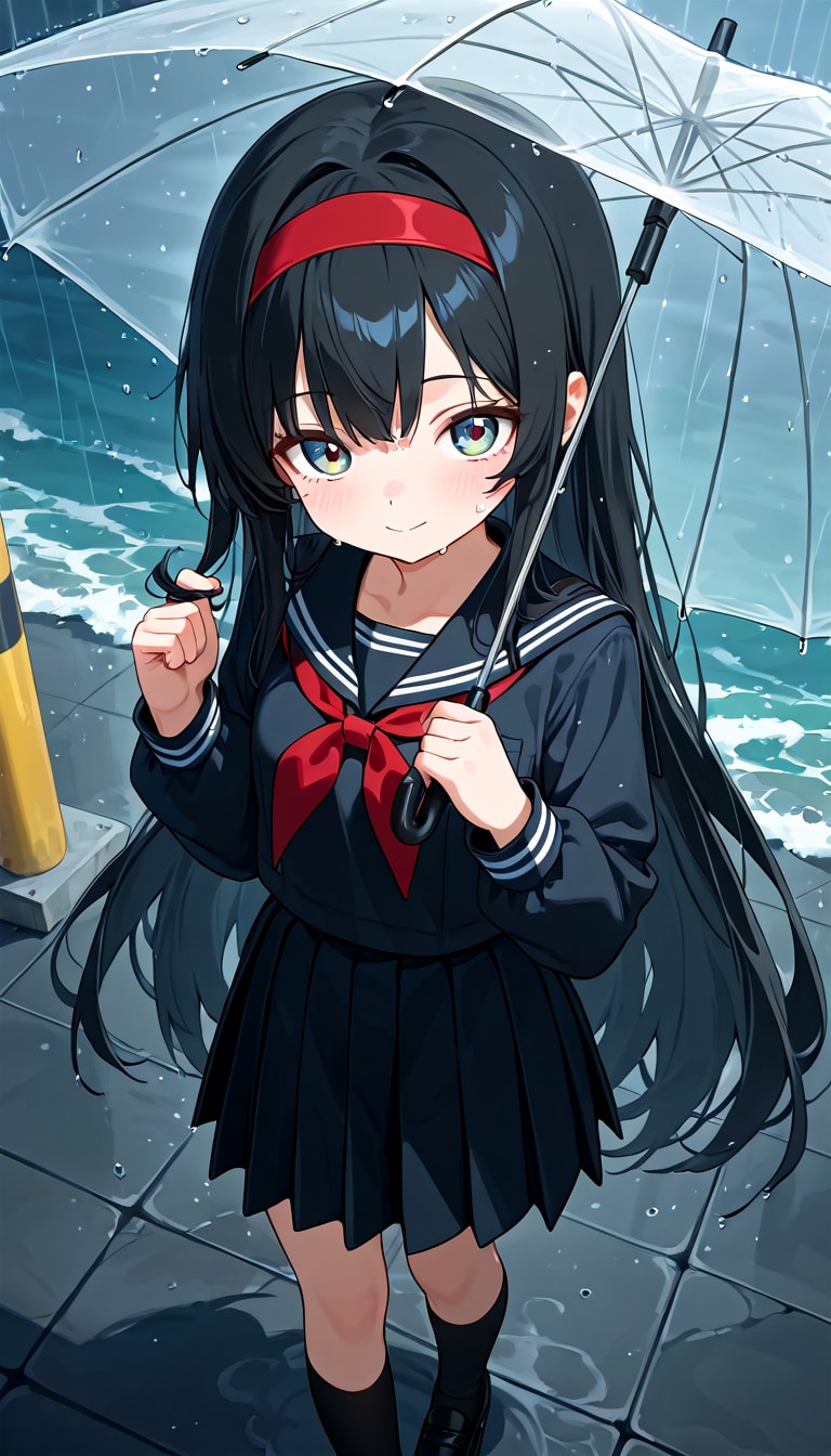 黒髪ちゃんと雨