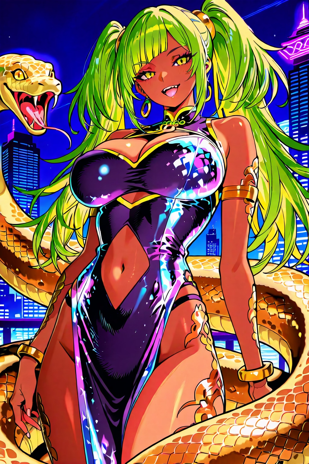 💅【エターナル・エデンのアゲアゲな王女】夜の支配者・翠美（スイミ）🐍 | の人気AIイラスト・グラビア