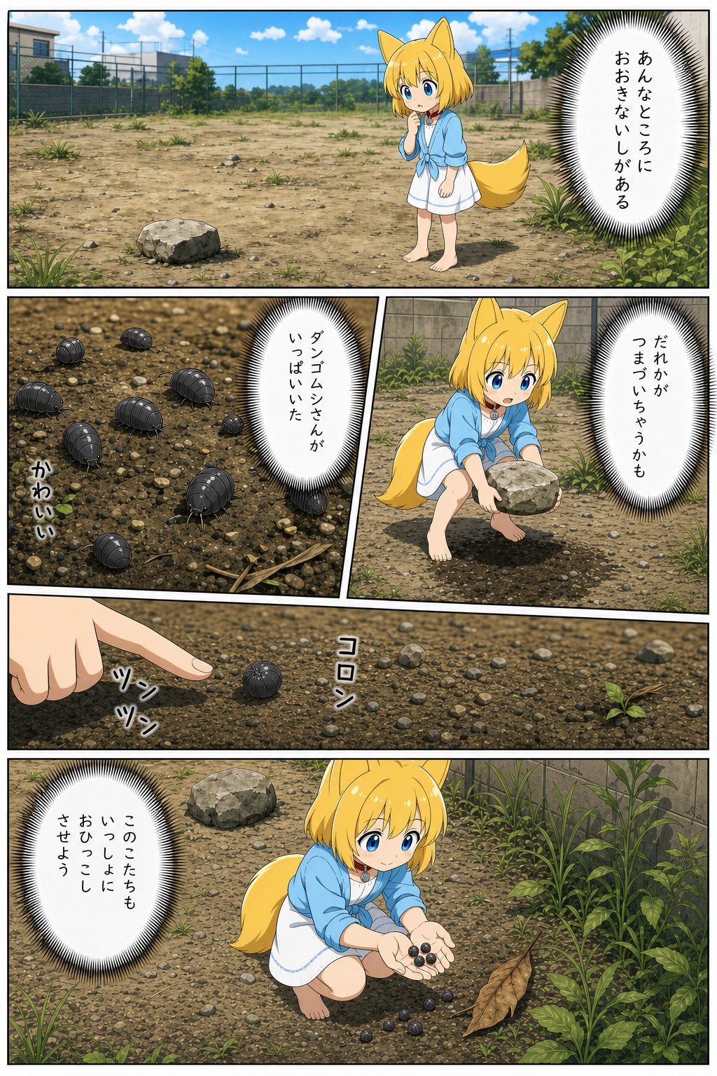 空き地の平和を守るキツネ