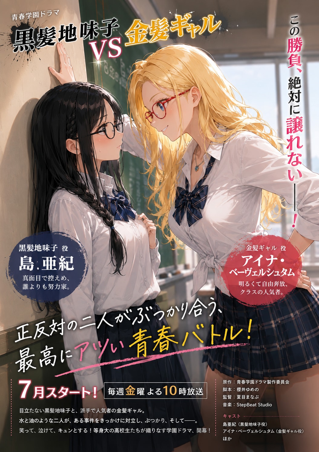 <うちの子ちゃん>金曜ドラマ 黒髪地味子vs金髪ギャル<ブロンドちゃん>