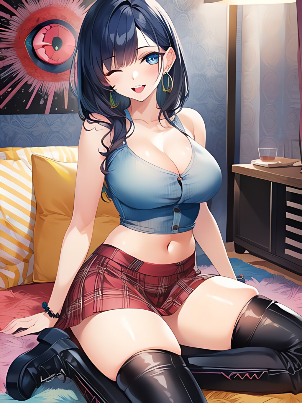 チェックミニスカート