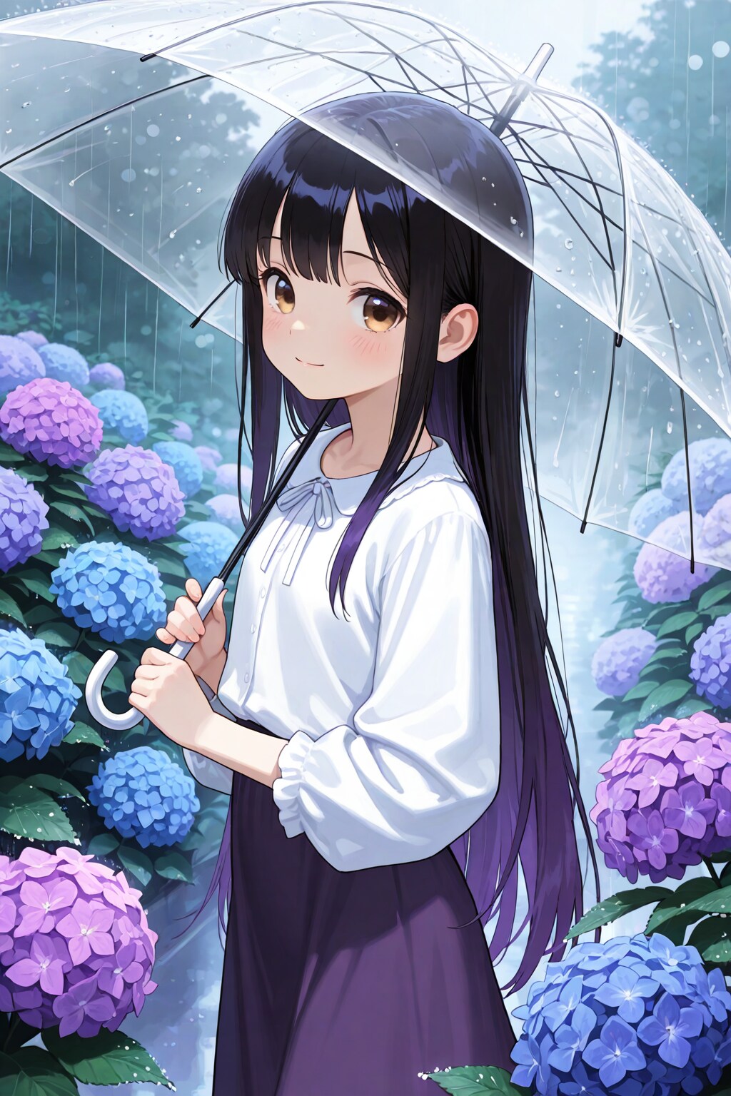 雨の紫陽花道