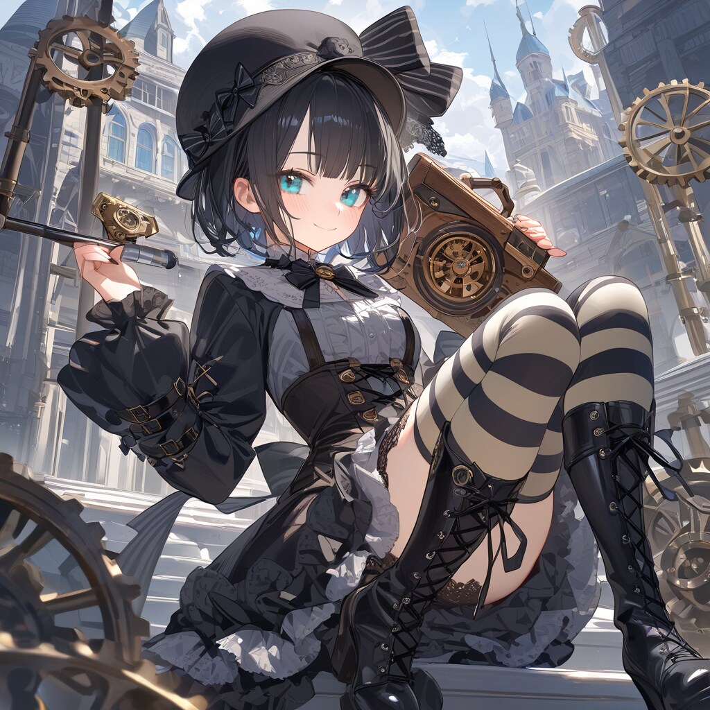 歯車をメンテナンスする少女