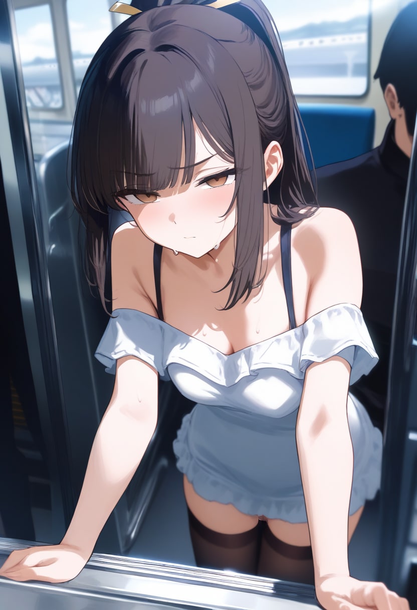 [操り]電車内でsexする男_ポニーテール女子