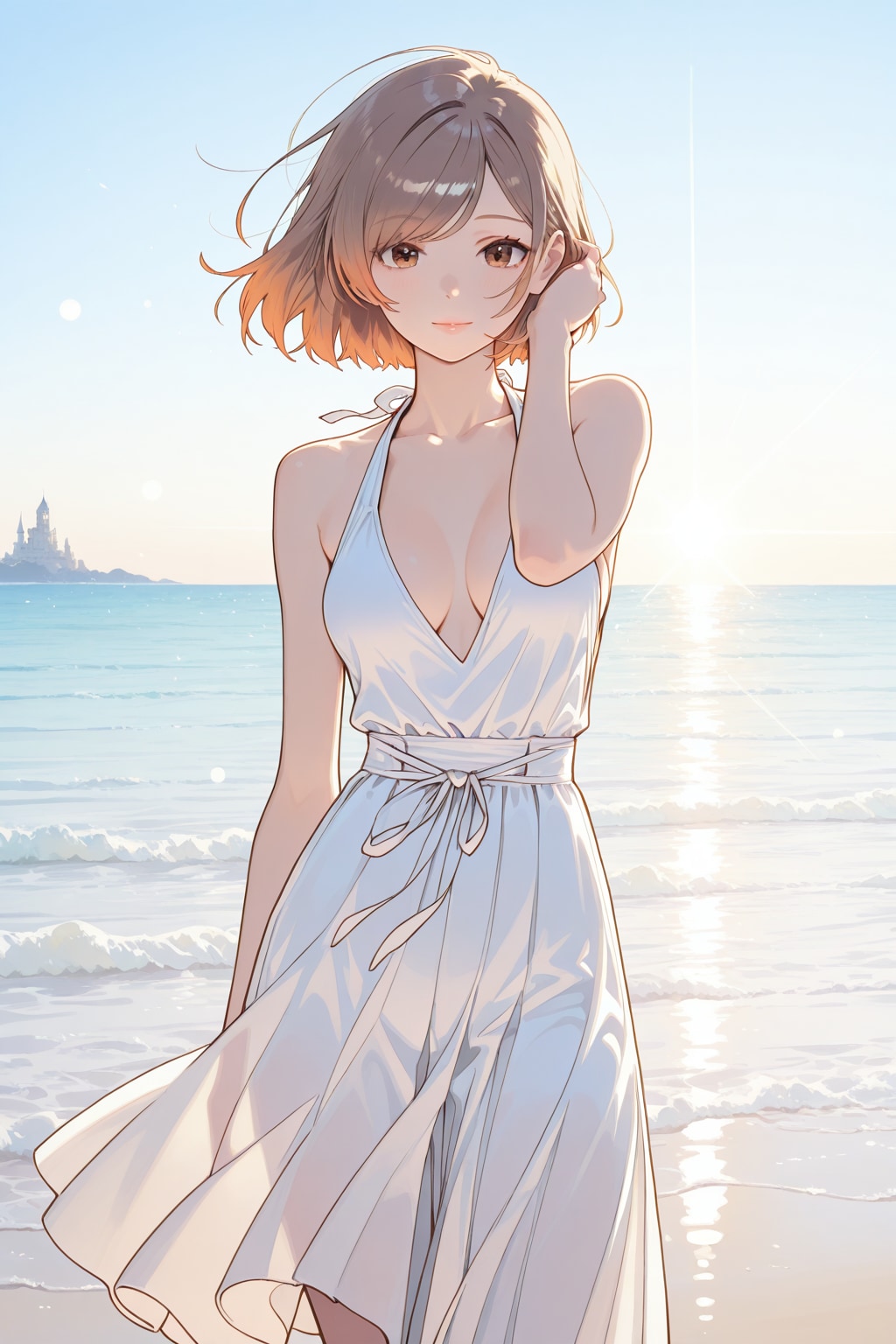 sleeveless hi-neck dress