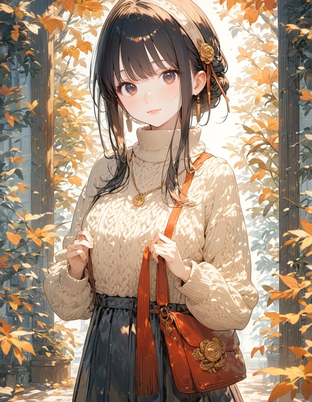 Autumn Promenade in Cable Knit