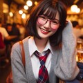 眼鏡女子 楓 ノンアルでダウン 2枚目