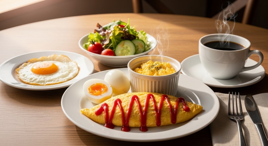 摩訶不思議食堂の卵料理セット