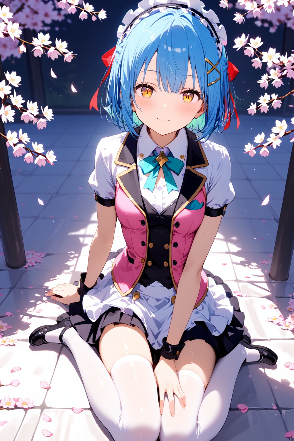 桜舞うひとときの休憩