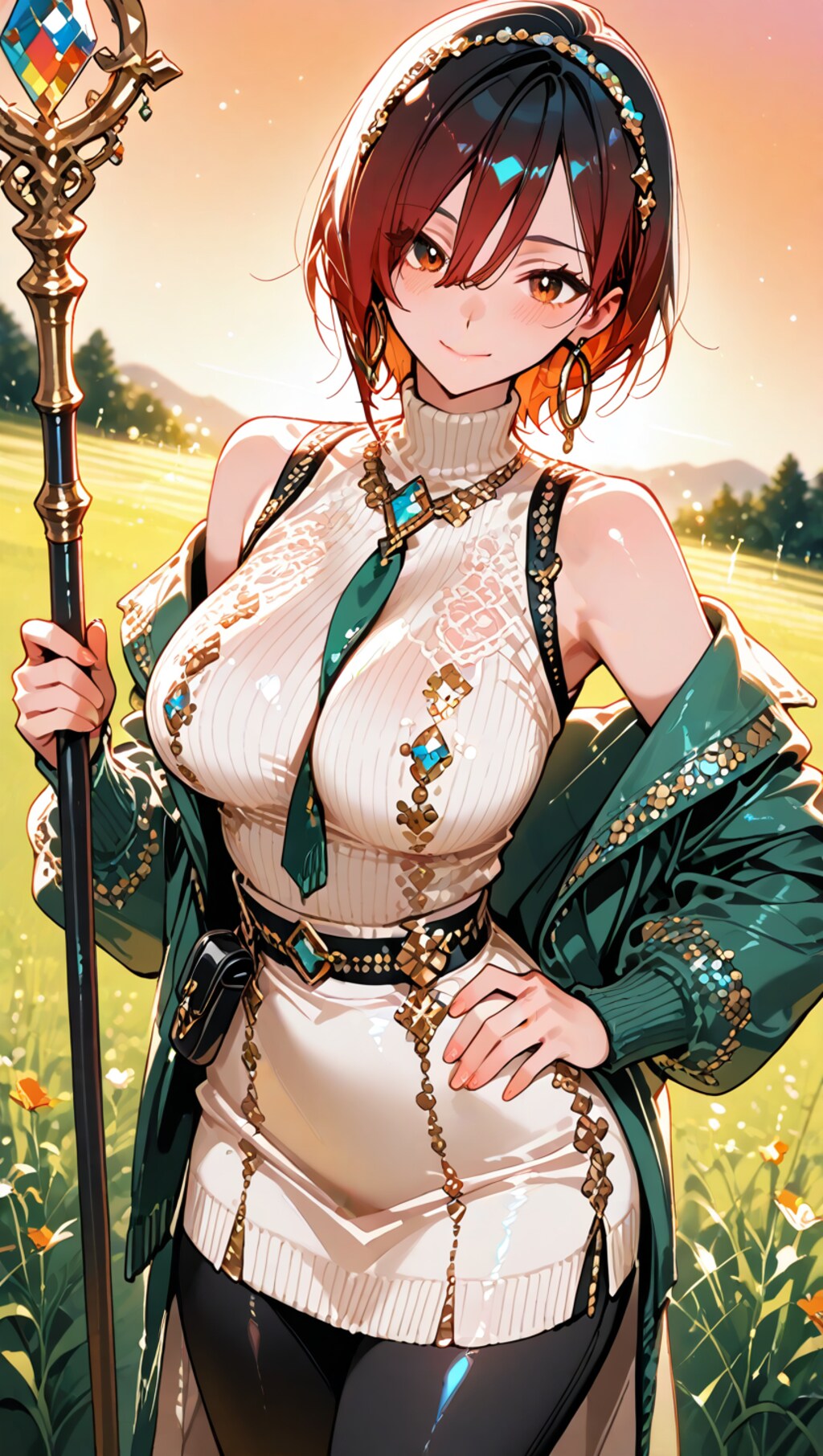 現代ファッション風女魔術師