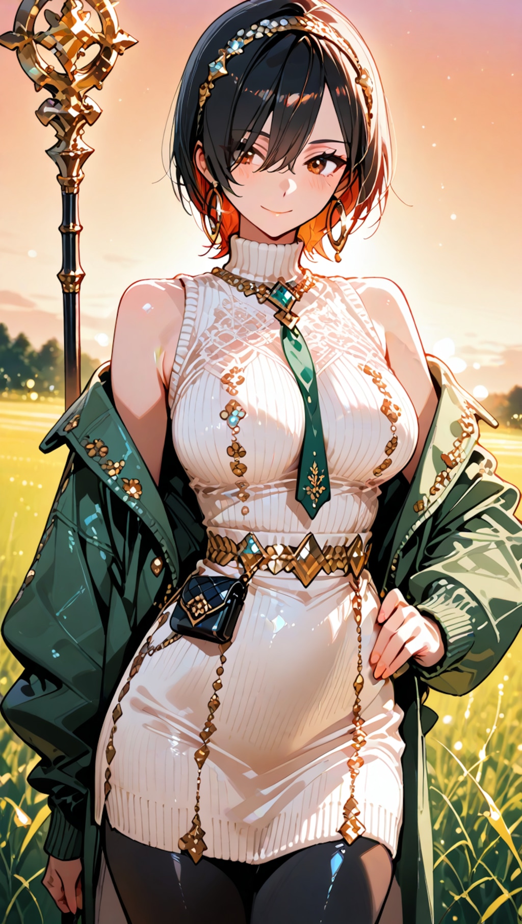 現代ファッション風女魔術師