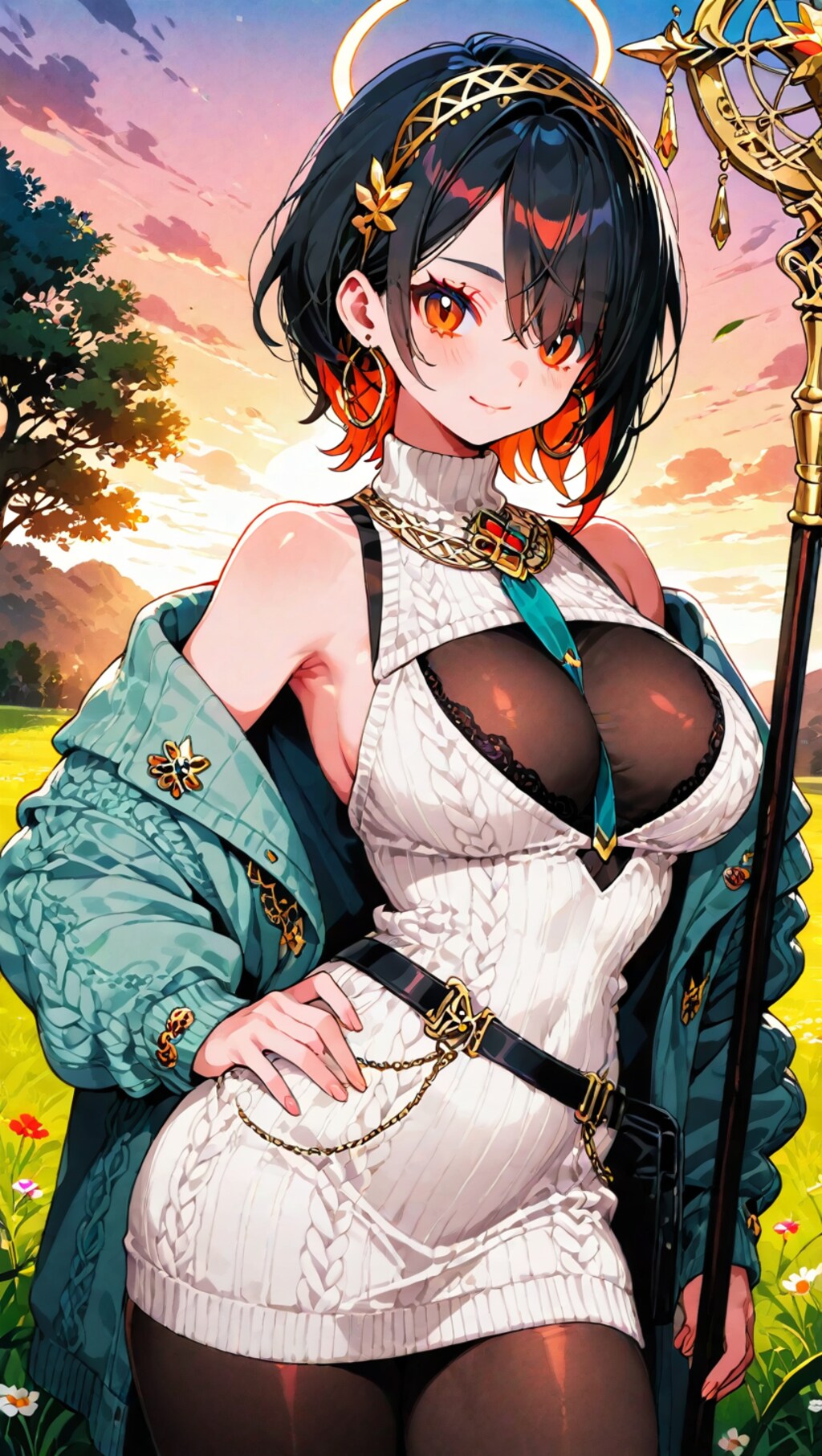 現代ファッション風女魔術師