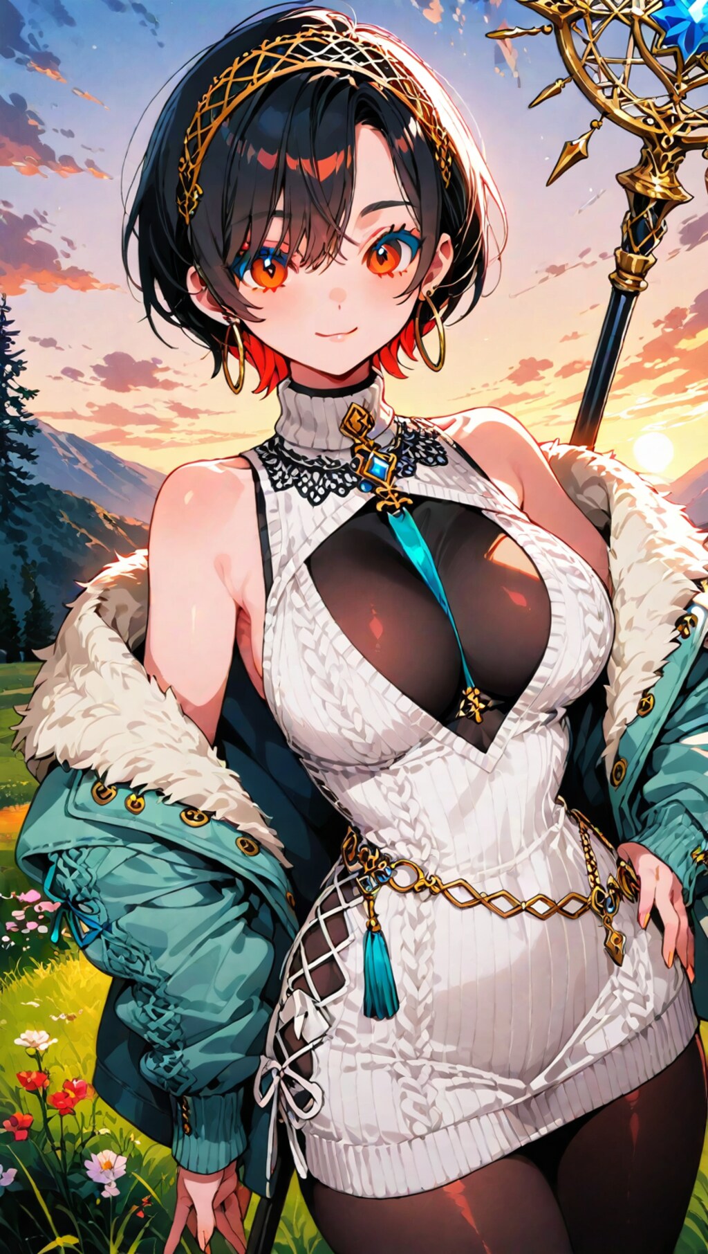 現代ファッション風女魔術師