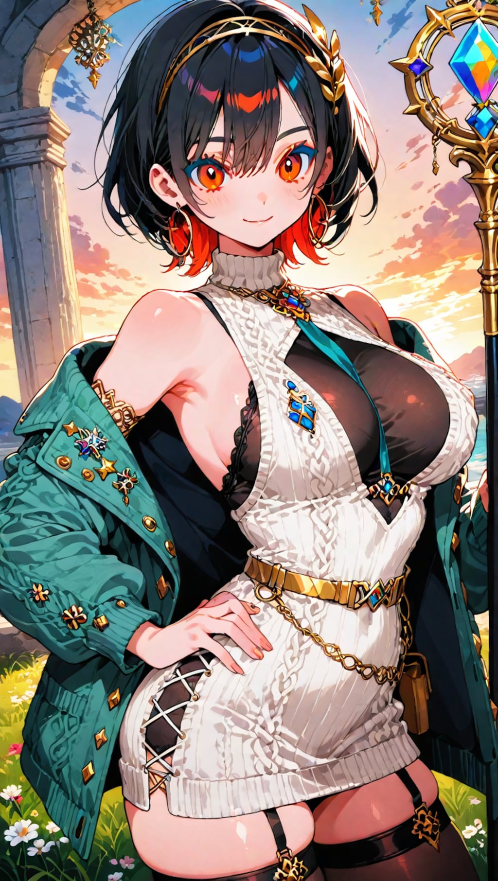 現代ファッション風女魔術師