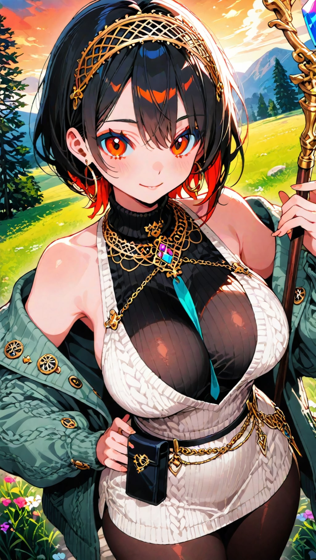 現代ファッション風女魔術師