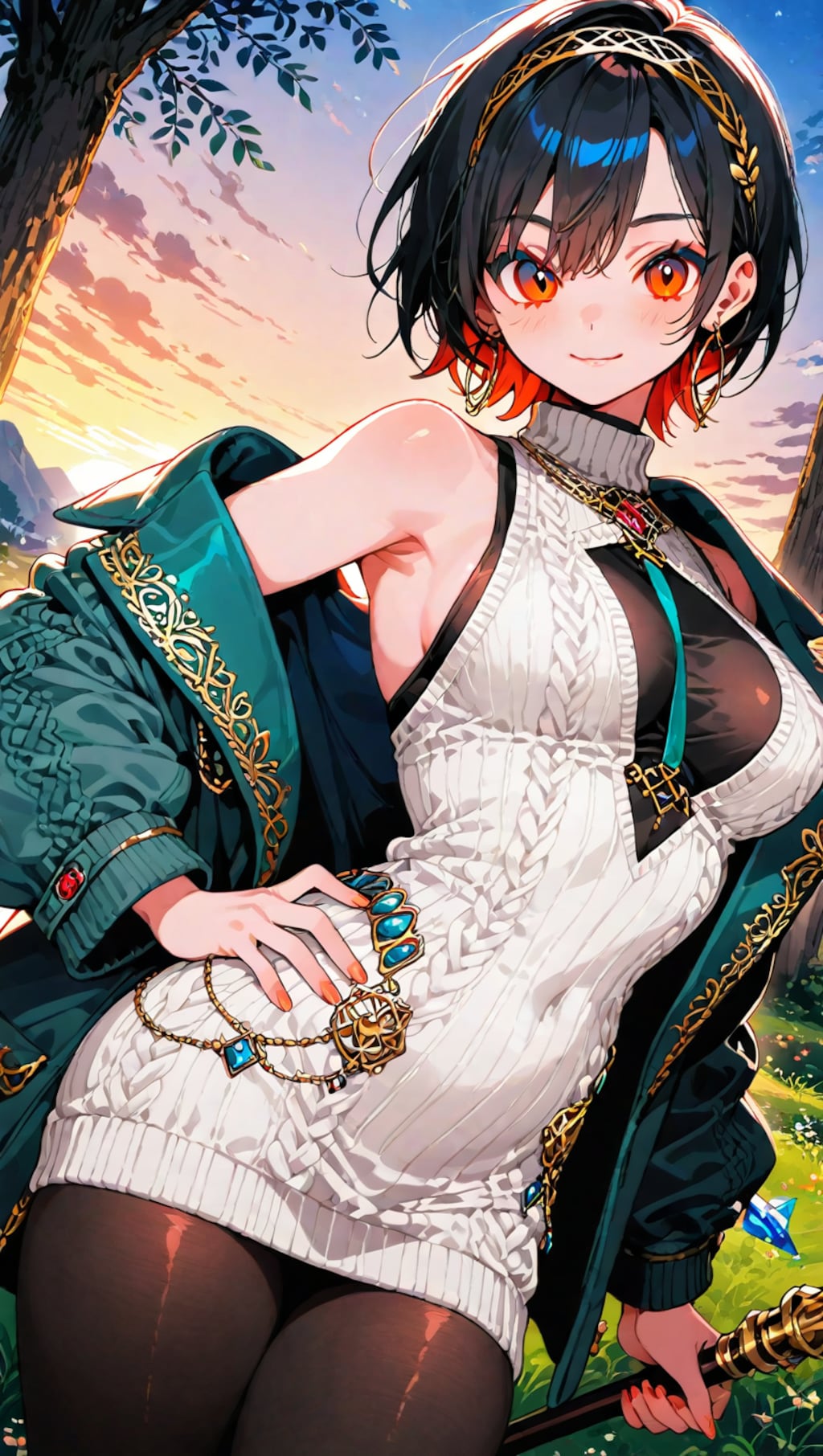 現代ファッション風女魔術師