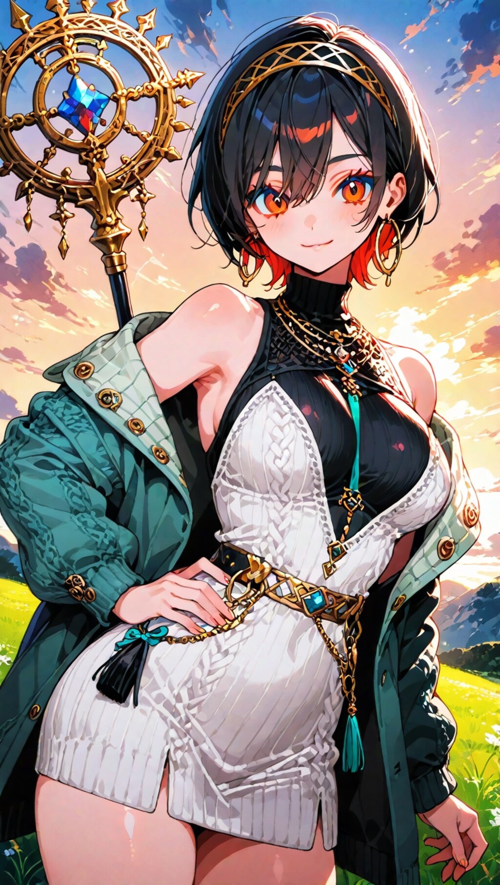 現代ファッション風女魔術師