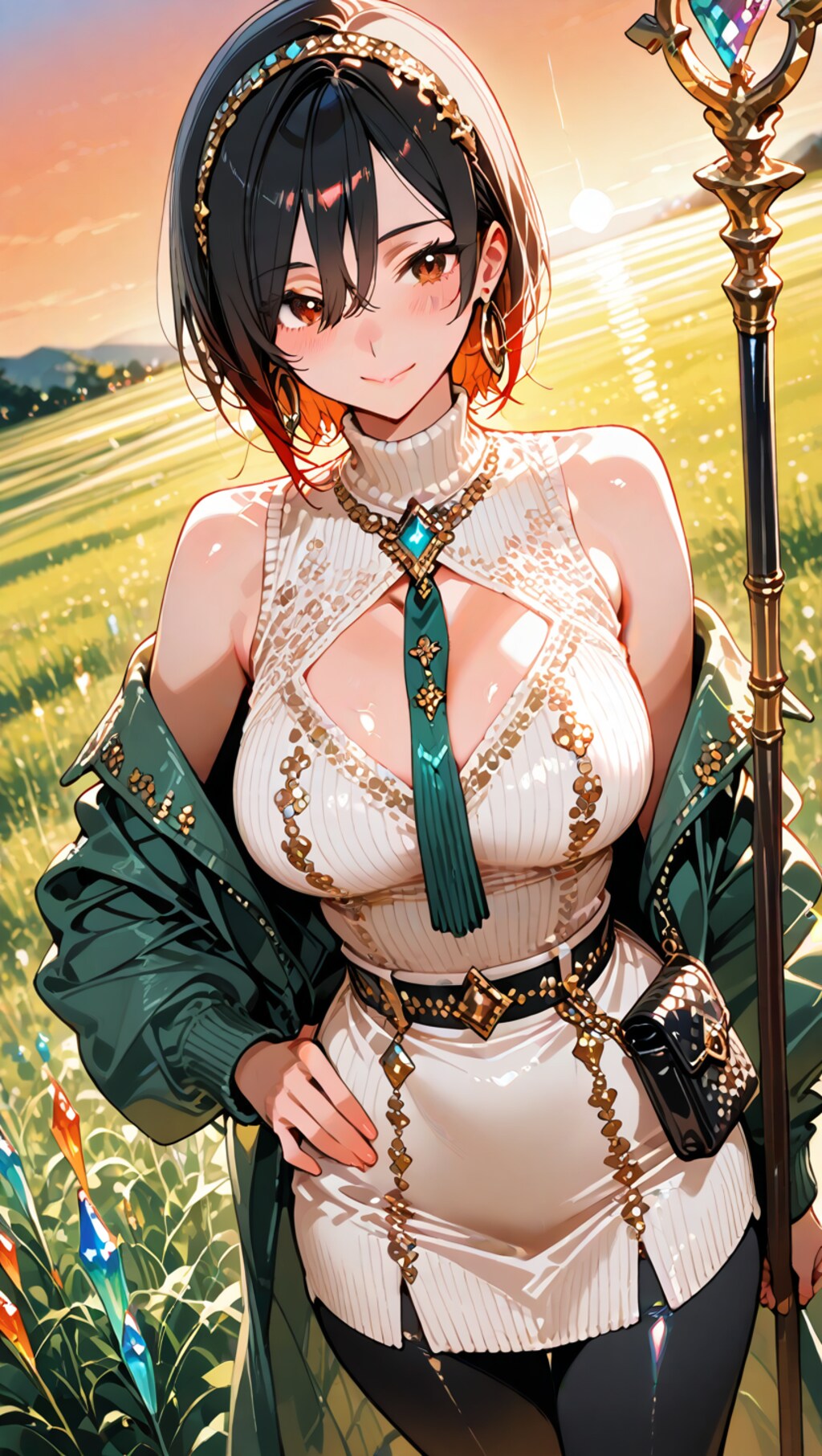 現代ファッション風女魔術師