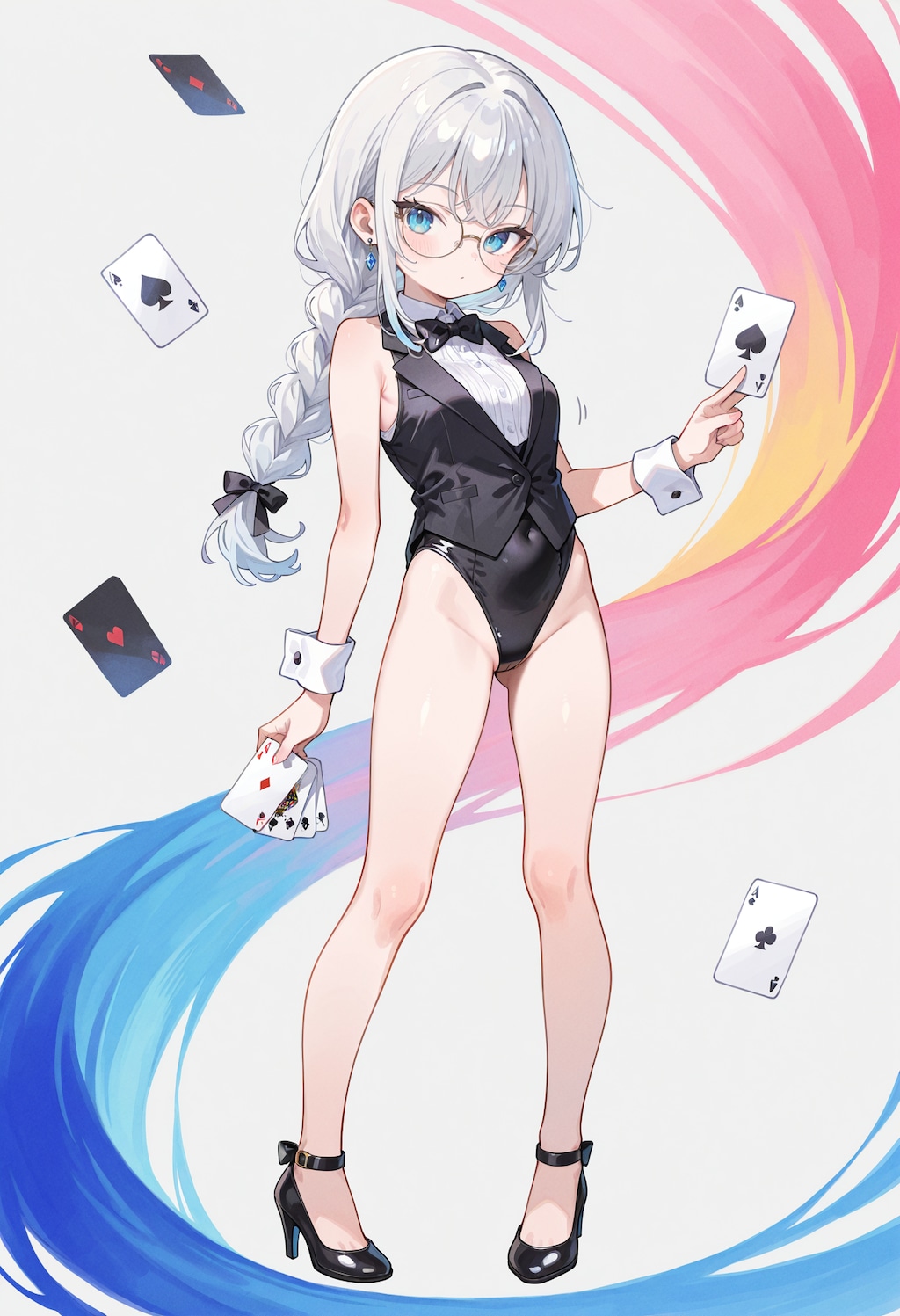 カジノディーラーのつりメガネ少女