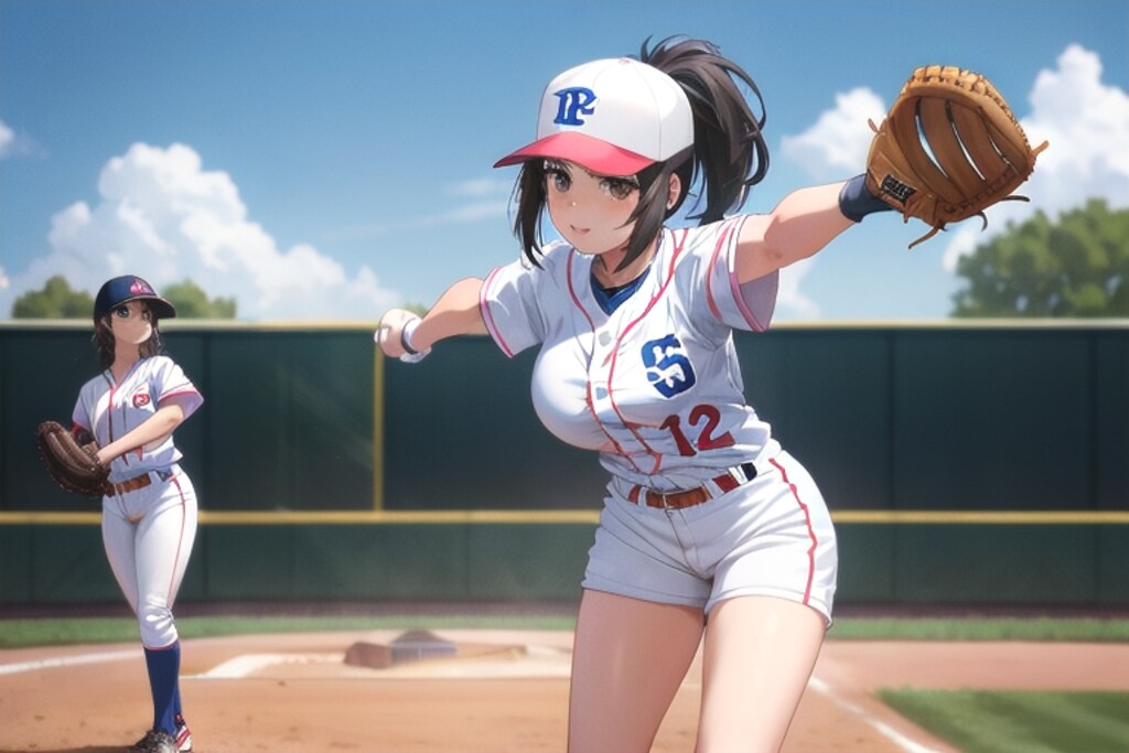 寝ぼけて横長で生成したソフトボール部員