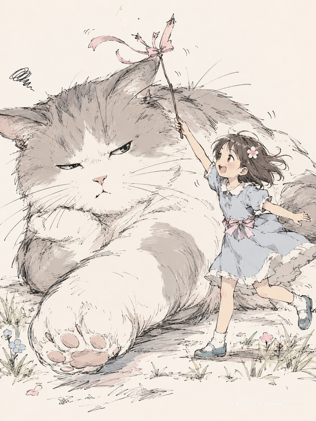 大きい猫といっしょ | の人気AIイラスト・グラビア