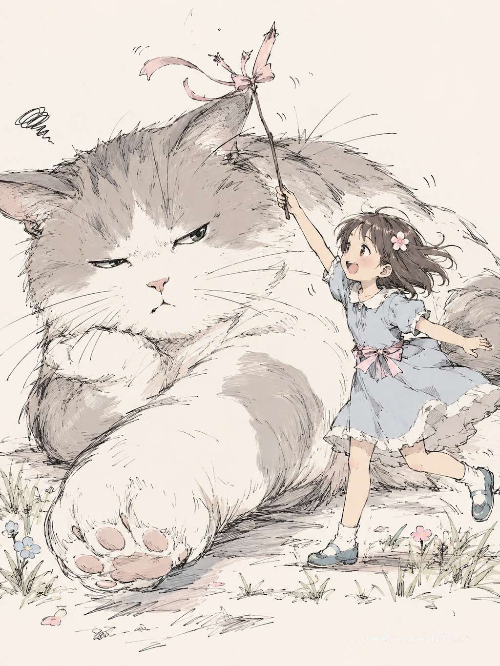大きい猫といっしょ