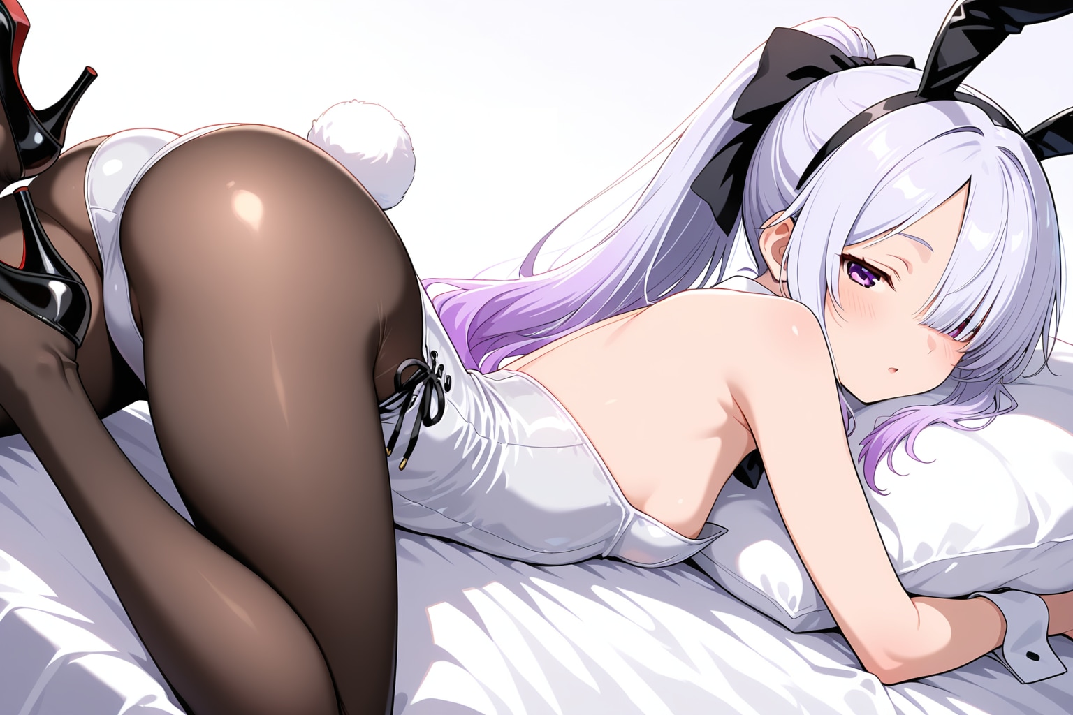 メカクレ薄紫髪ちゃん83『背面+うつぶせ+腕枕』