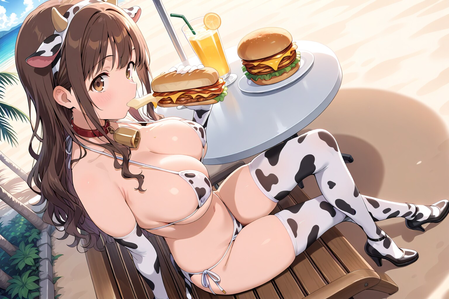 牛柄水着の女性