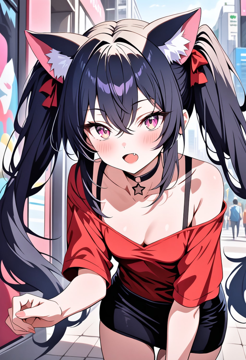 オフショルとミニスカ