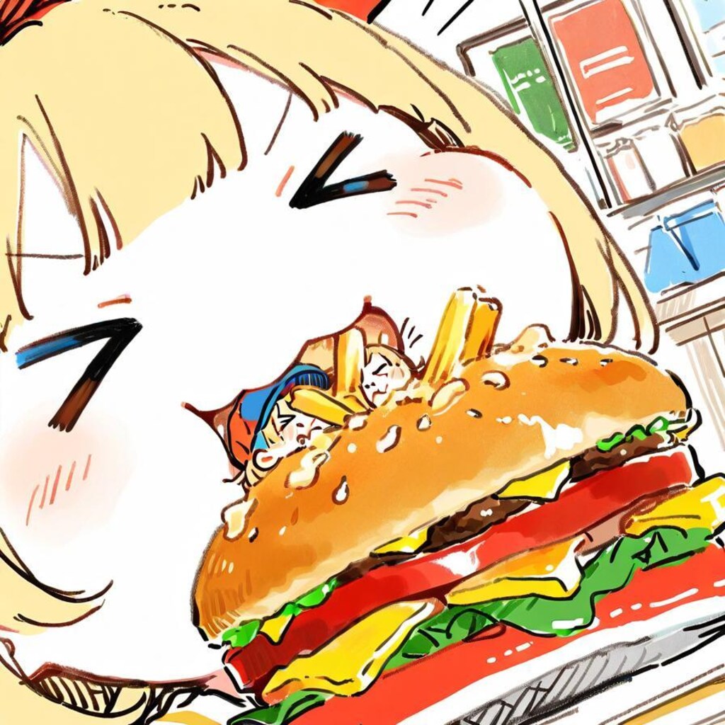( >ω<)HP回復するやでぇー！🍔🍟✨✨