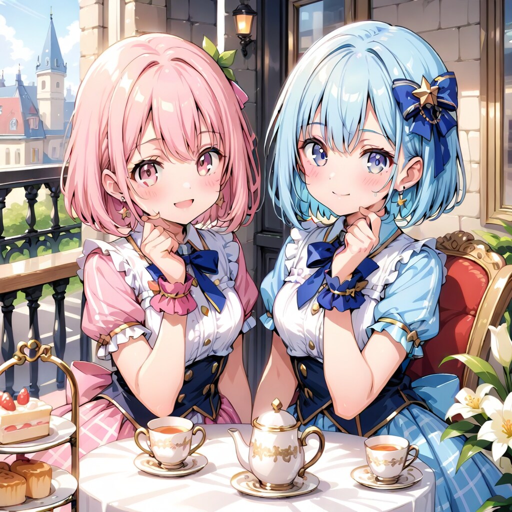 シアちゃんとモアちゃんのティーパーティー | の人気AIイラスト・グラビア