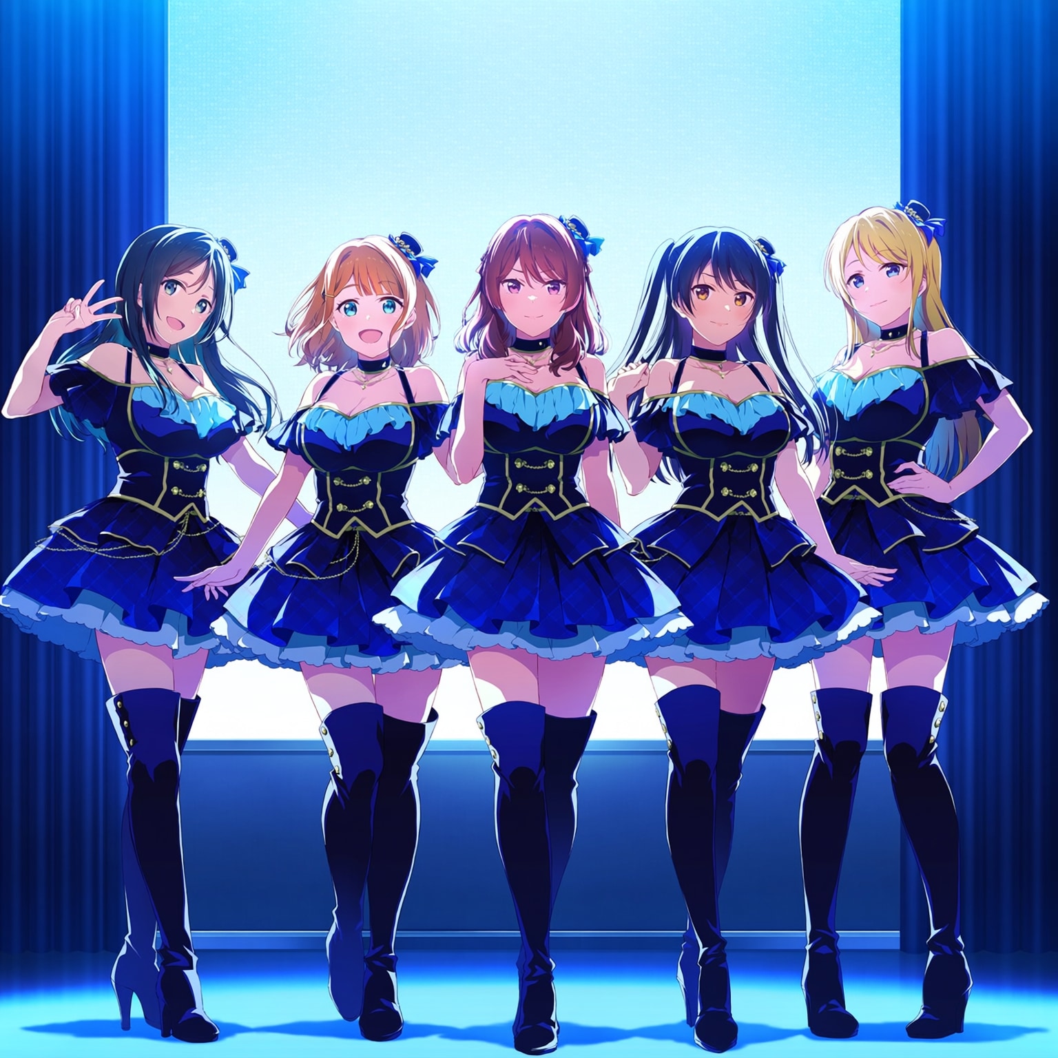 青のアイドルグループ | の人気AIイラスト・グラビア