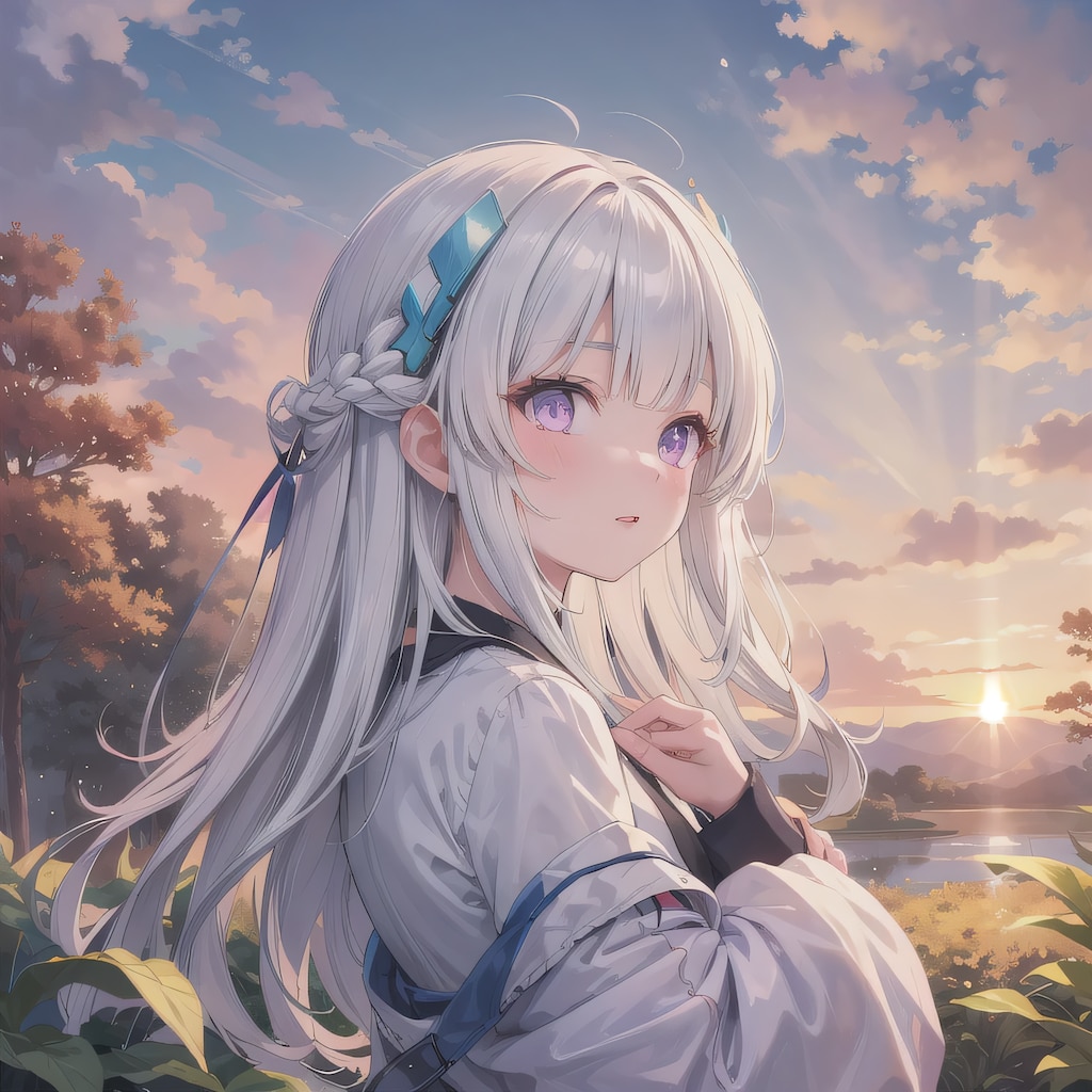 白髪ロングでワンピースの少女５