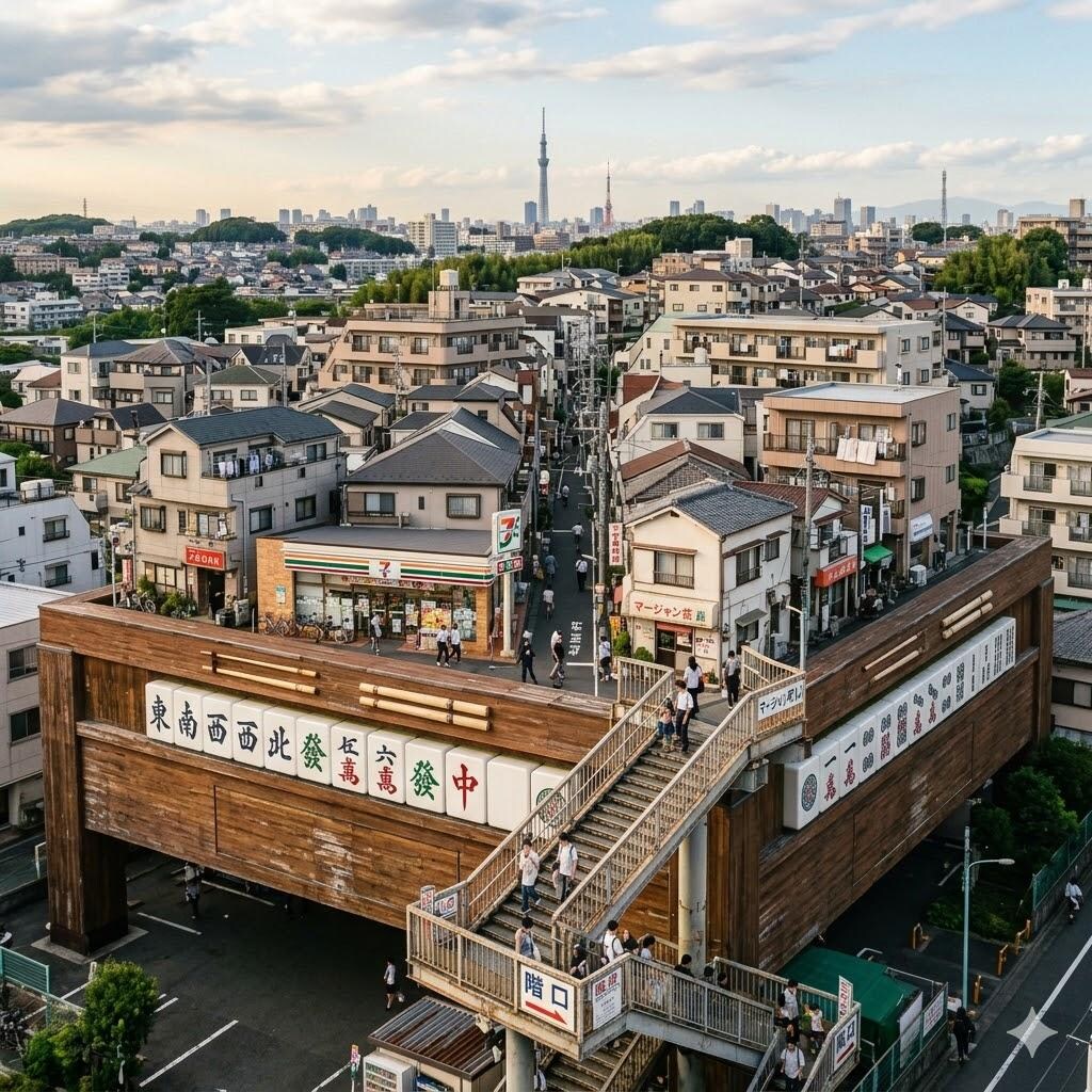 麻雀の台の上の町