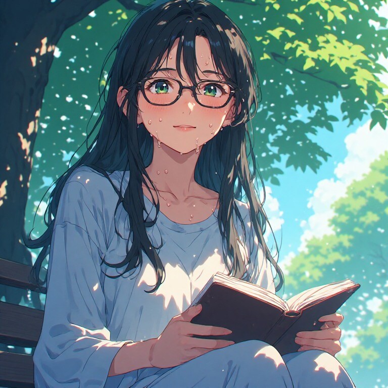 黒髪メガネ 汗ばむ夏