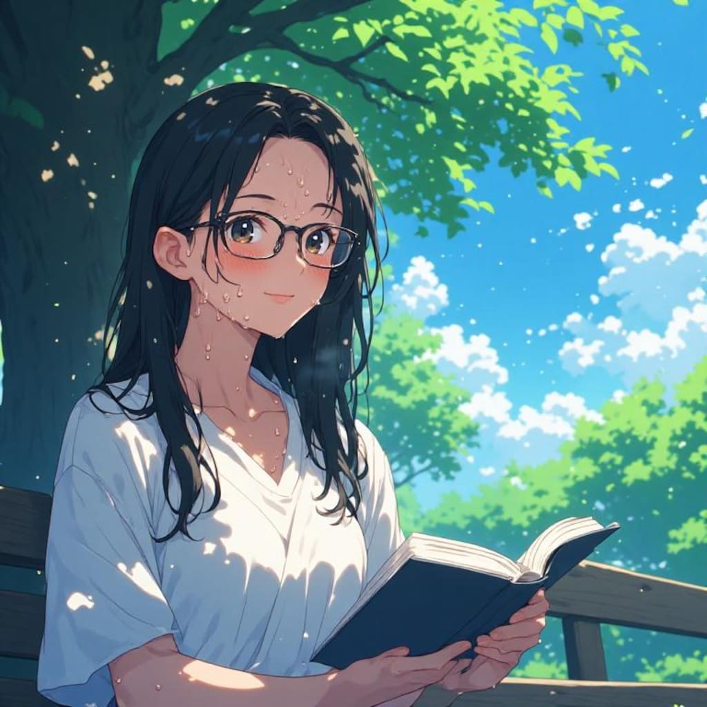 黒髪メガネ 汗ばむ夏