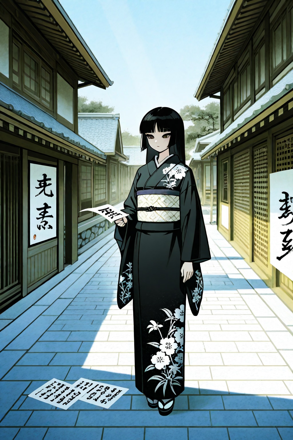 墨絵の筈が色が乗ってしまった