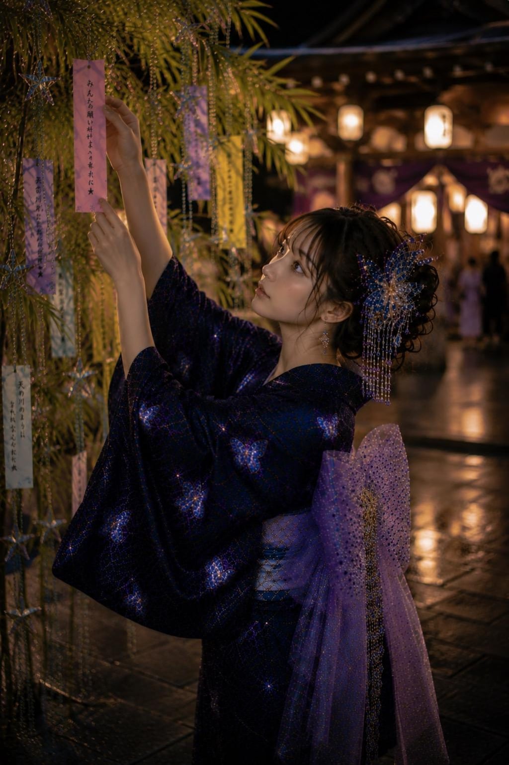 七夕祭りと浴衣美人