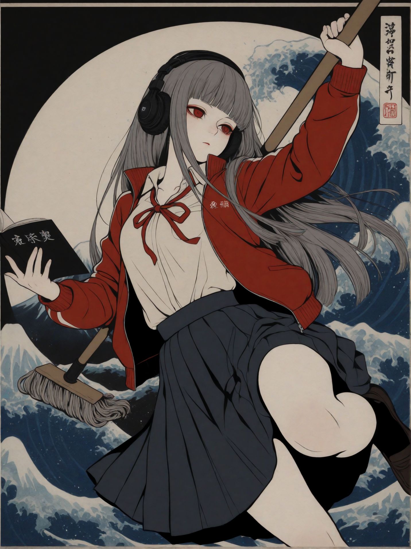 清掃中絵師女生徒